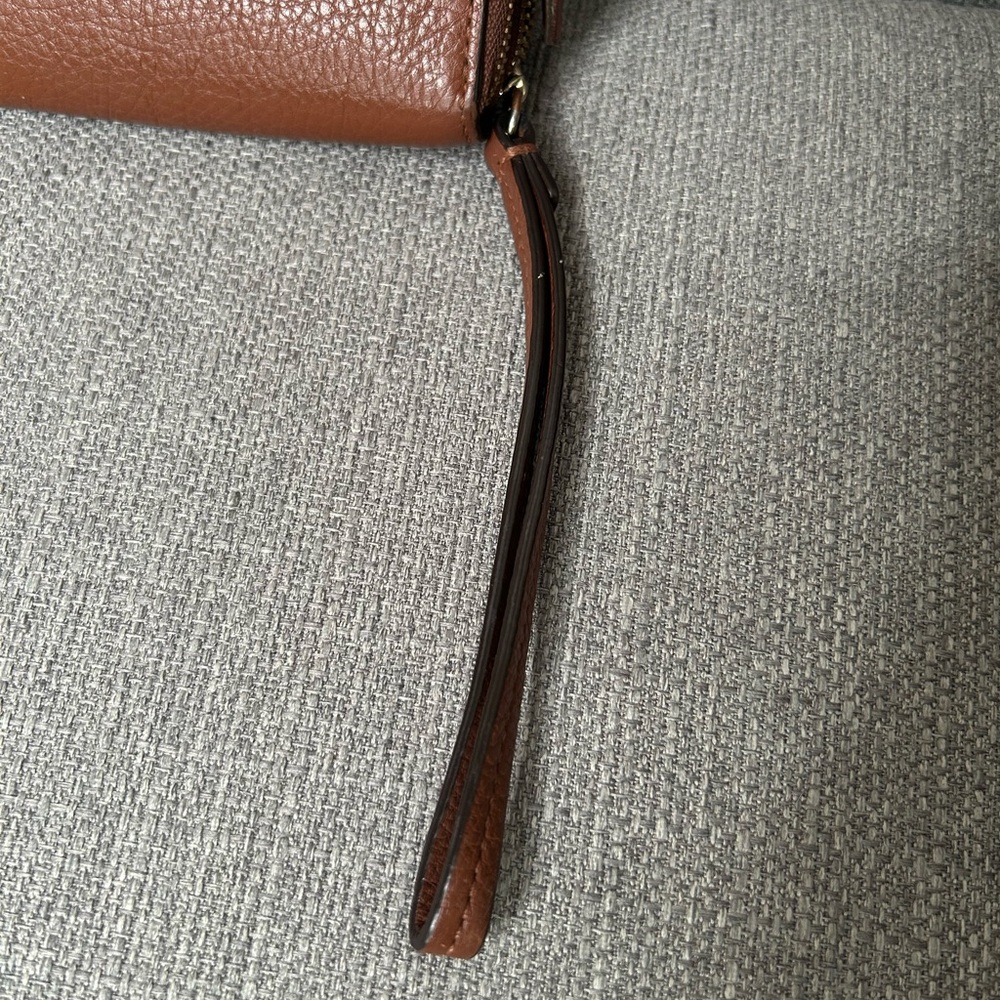 Coach Brown Pebbled Leather Wristlet Clutch - Picture 3 of 15